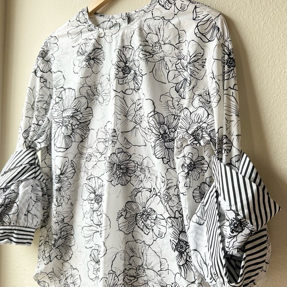 Silvia Tcherassi Black White Frames Jessica Floral Blouse Sz XS - Picture 3 of 11